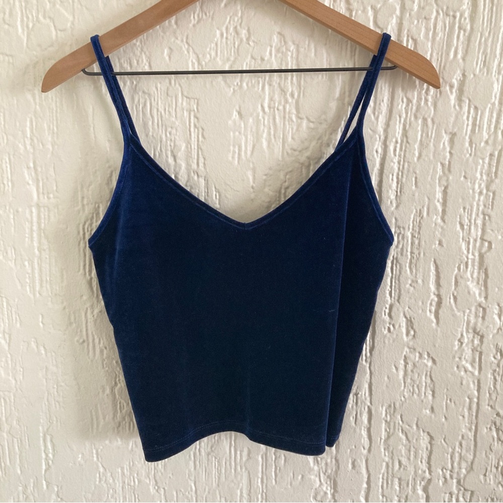 Forever 21 Dark Blue Crushed Velvet Tank Top Size Large